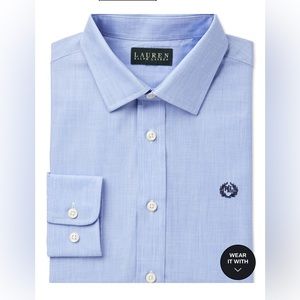 NWT Lauren by Ralph Lauren Big Boys Solid Logo Long sleeve Dress Shirt size 20R